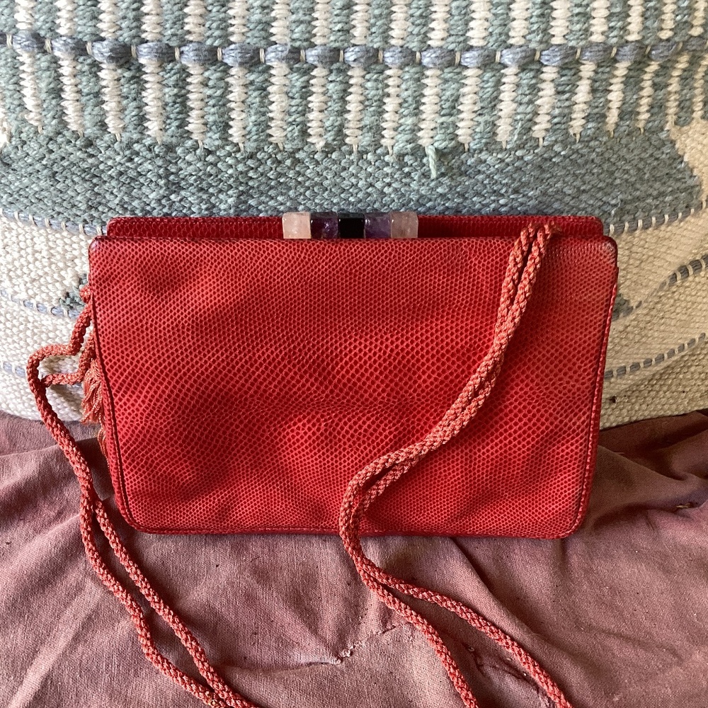 Red snakeskin Judith Leiber bag
